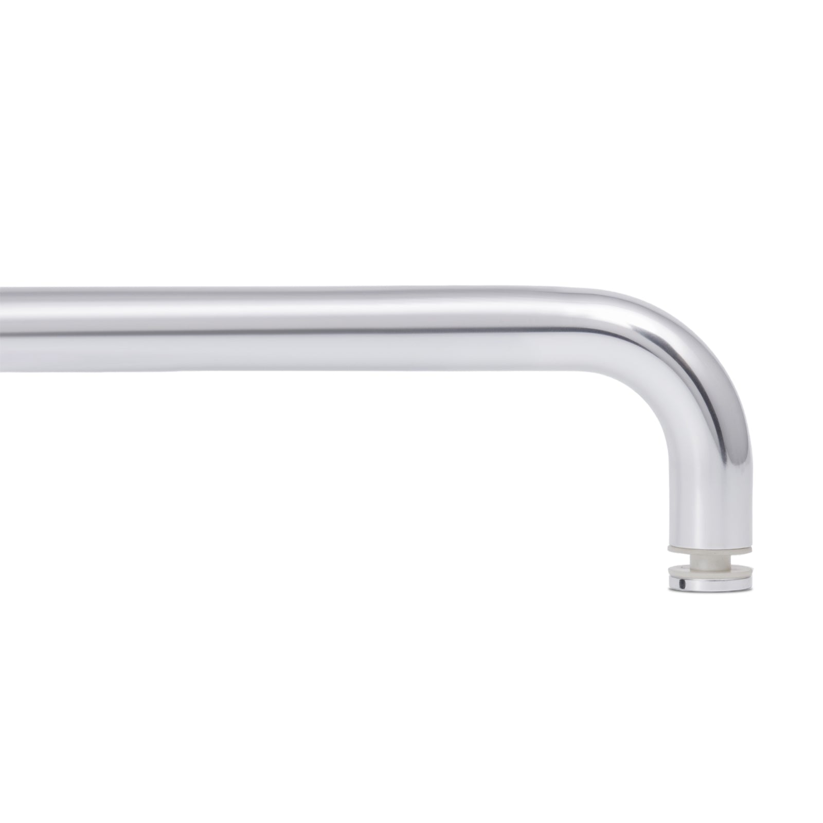 Chrome towel bar elbow joint with mounting base, single-sided aluminum bar.