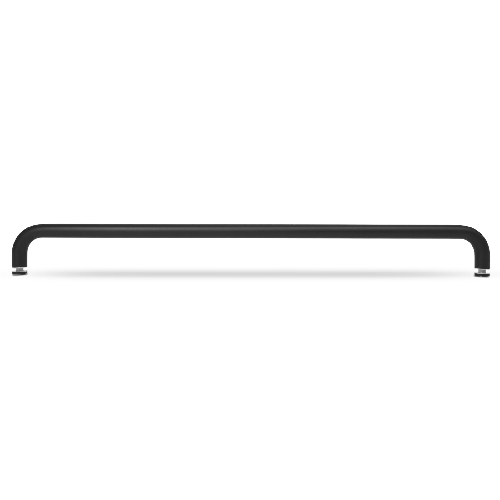 Single-sided aluminum towel bar in matte black, horizontal rail with curved ends.