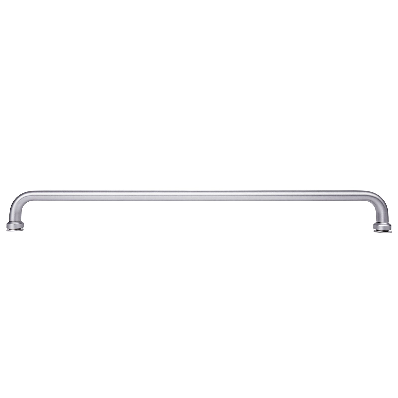 Silver 24-inch aluminum towel bar with curved bar and two end mounts