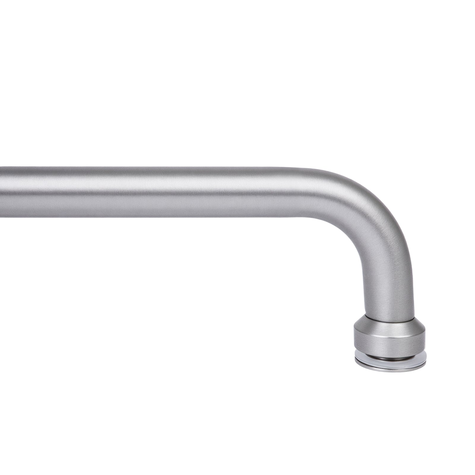 Silver towel bar finger-pull bar section with round mounting base