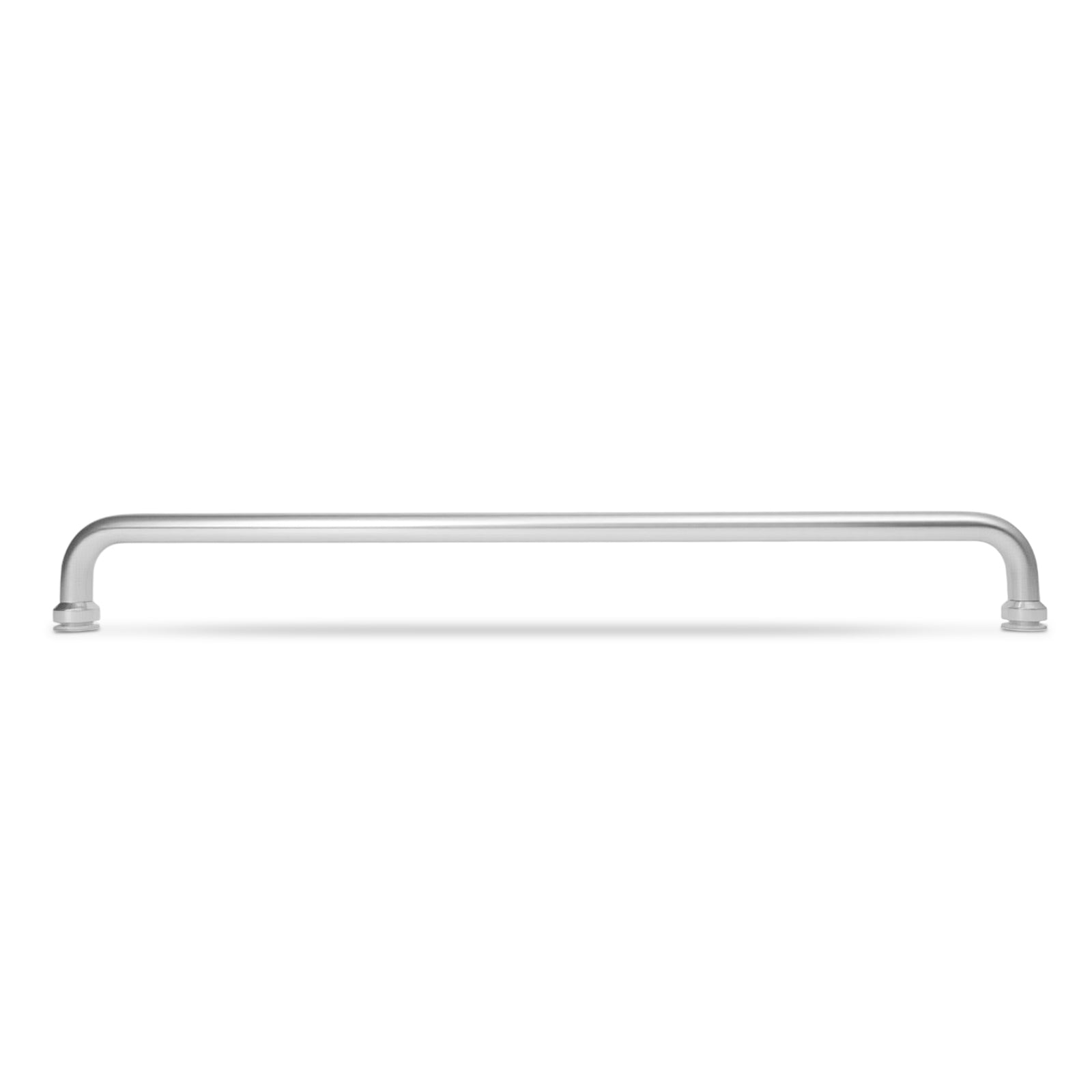 Silver 24-inch aluminum towel bar with finger pull and two mounting posts