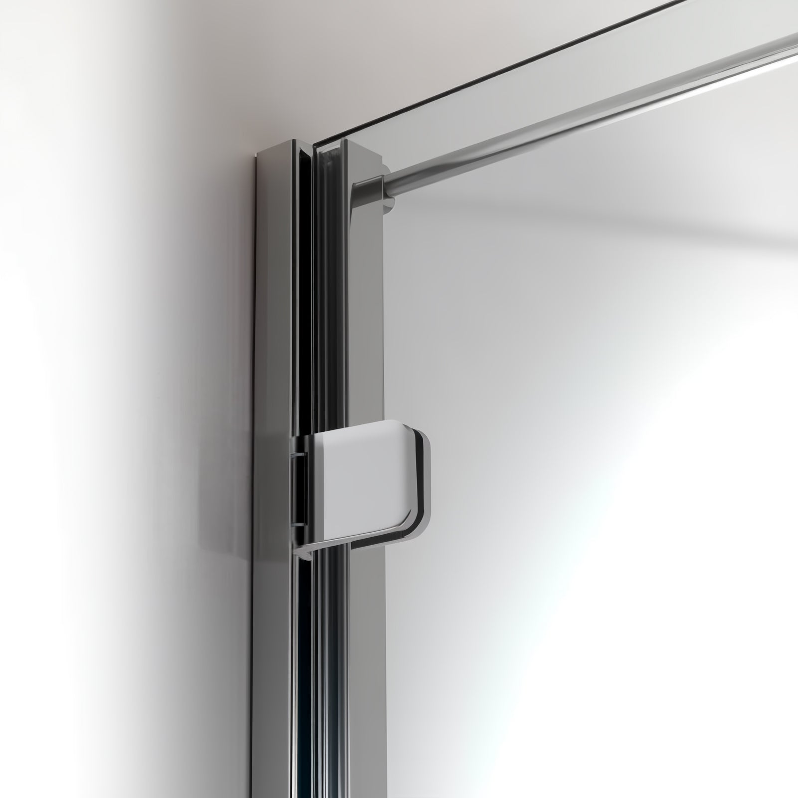 Aluminum mini shower door hinge in matte black, for 1/4 in glass, wall mount