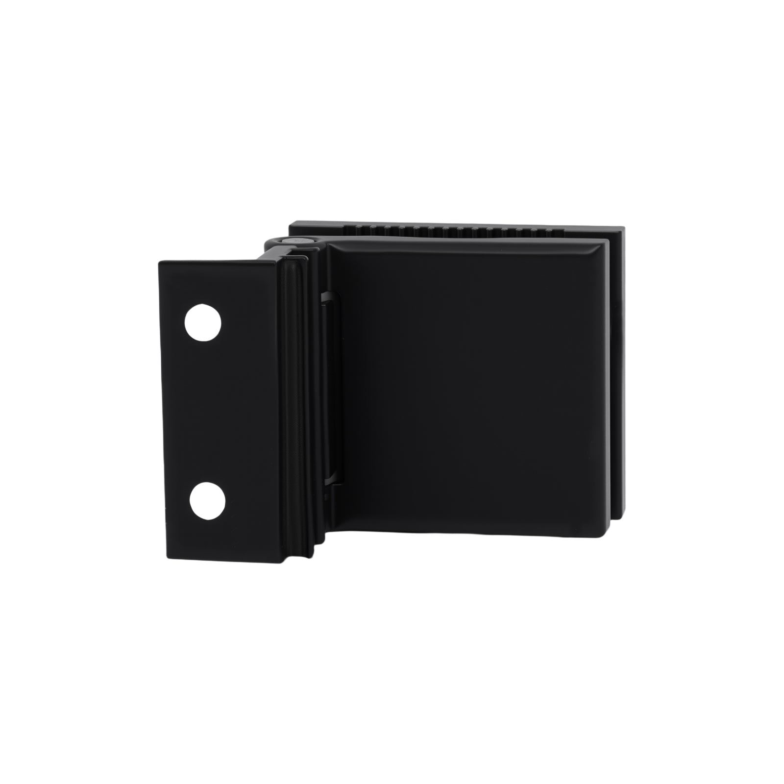 Aluminum mini shower door hinge, matte black finish, for 1/4 in glass
